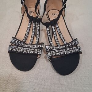 Bellini Black Sandals with White Accents